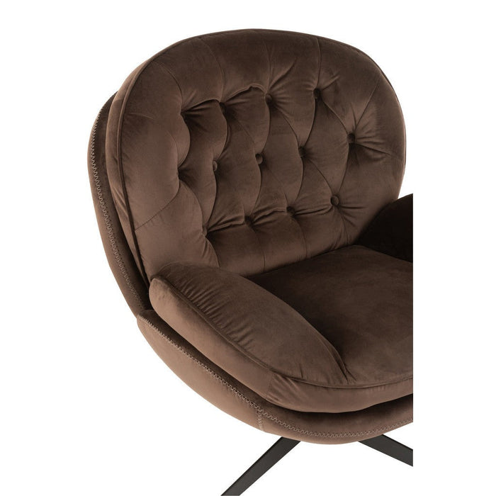 J-Line Relax Zetel+ voetbank metaal/textiel donker bruin-Fauteuils-J-Line