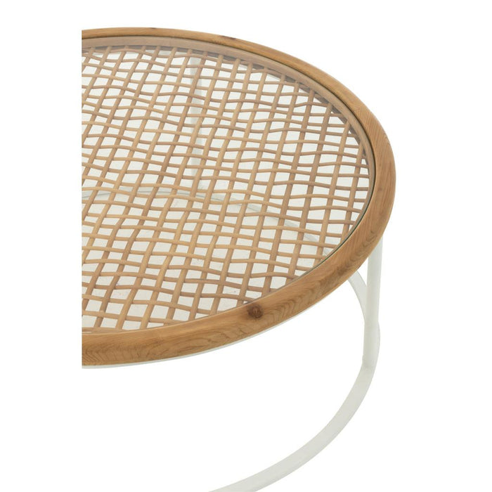 J-Line Salontafel Mati sparhout/metaal naturel/wit-Salontafels-J-Line