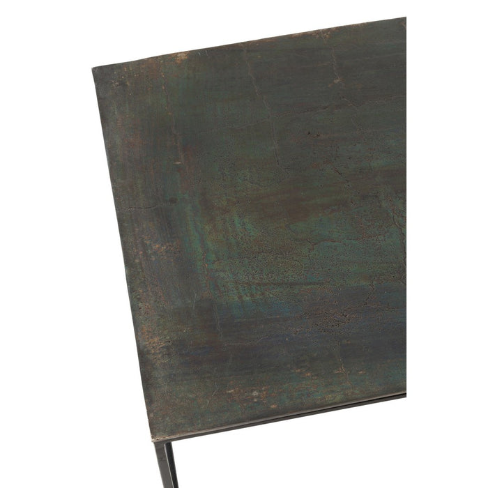 J-Line Salontafel Rechthoekig oxidize aluminium/ijzer antiek zwart/groen-Salontafels-J-Line