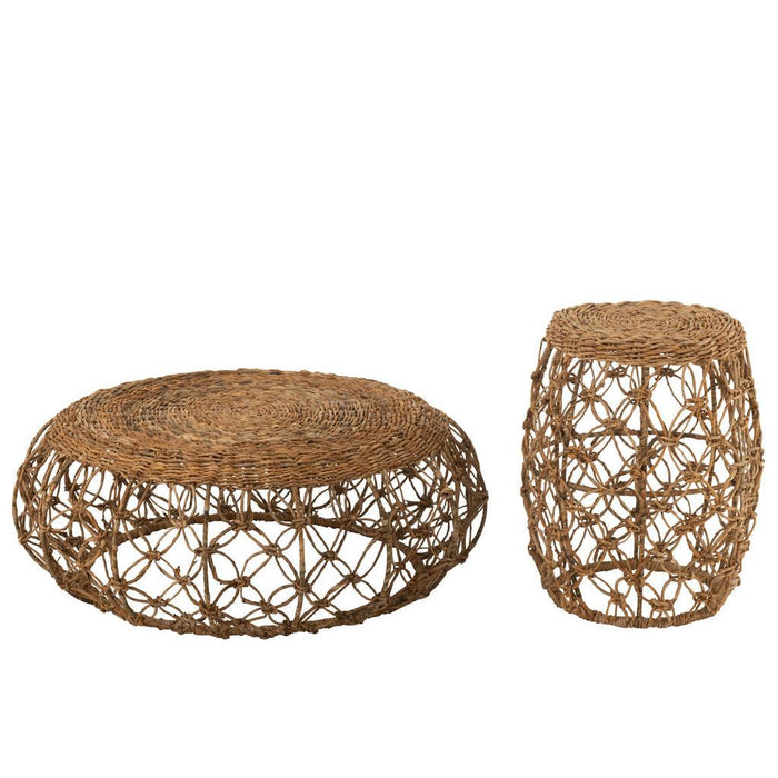 J-Line Salontafel Schotel metaal/bananenblad naturel-Salontafels-J-Line