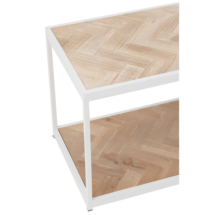 J-Line Salontafel Zigzag hout/metaal naturel/wit-Salontafels-J-Line