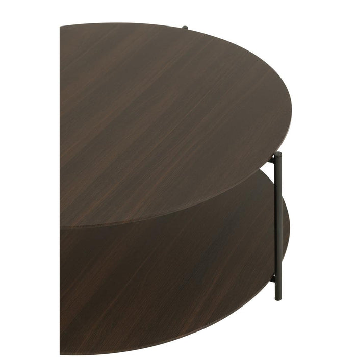 J-Line Salontafel rond mdf/metaal donkerbruin small-Salontafels-J-Line
