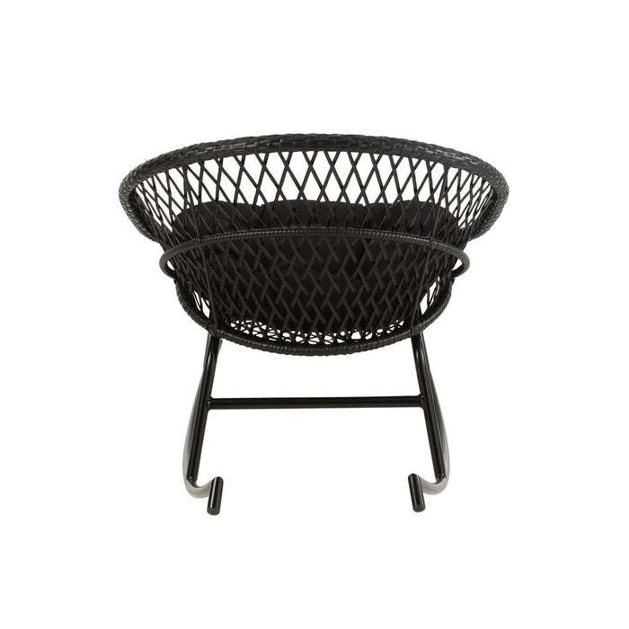 J-Line Schommelstoel+kussen Zayo metaal/riet zwart-Eetkamerstoelen-J-Line