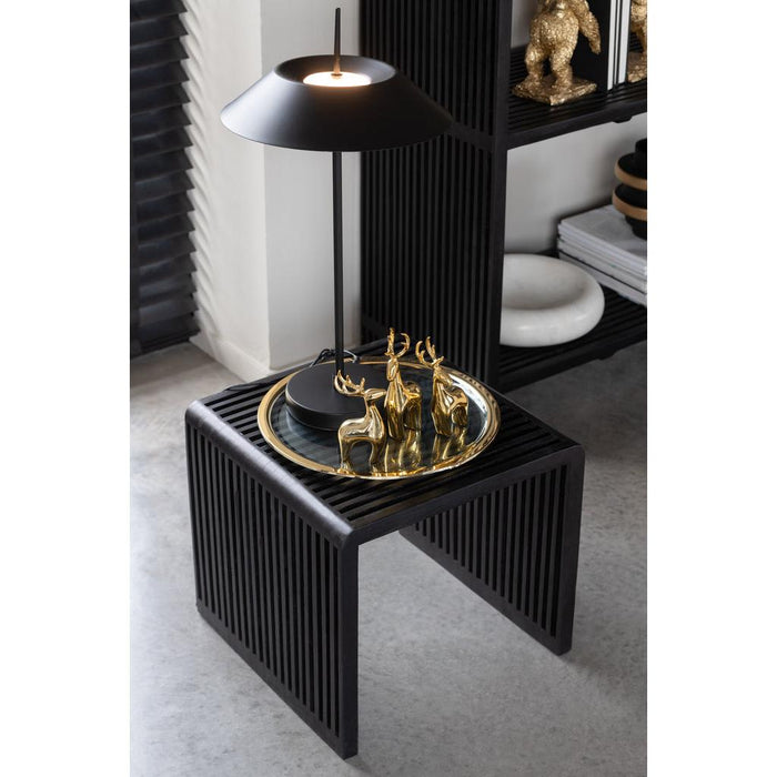 J-Line Set Van 2 bijzettafel kubus gerecycleerd teak zwart-Bijzettafels-J-Line