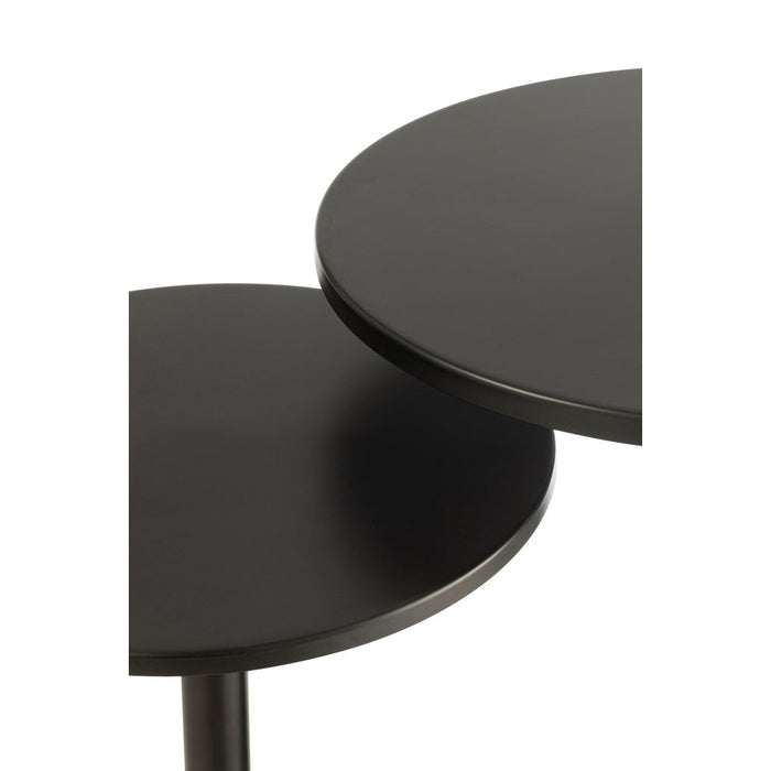 J-Line Set Van 2 bijzettafel rond metaal zwart-Bijzettafels-J-Line