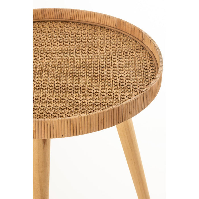 J-Line Set Van 2 bijzettafels rond tripod rotan naturel-Bijzettafels-J-Line