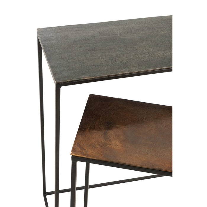 J-Line Set Van 2 consoles rechthoekig aluminium zwart/mix-Bijzettafels-J-Line