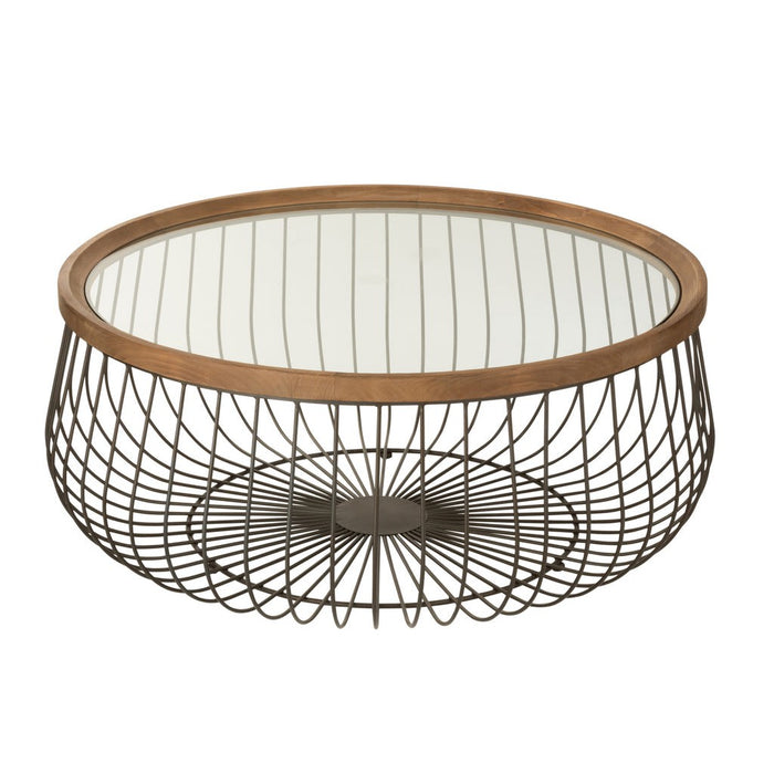 J-Line Set Van 2 salontafel rond metaal/glas zwart-Salontafels-J-Line