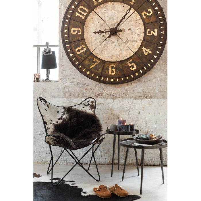 J-Line Set Van 3 bijzettafels plateau recht rond metaal donker grijs-Bijzettafels-J-Line