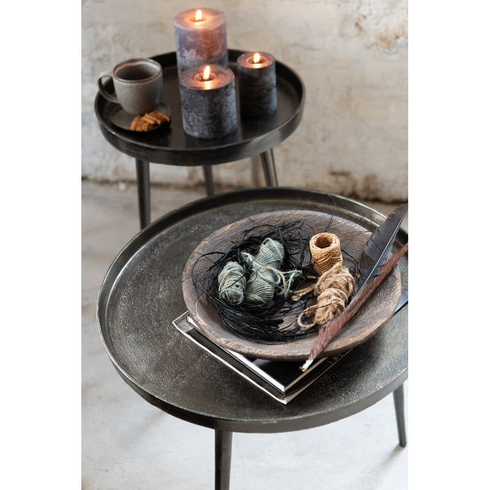 J-Line Set Van 3 bijzettafels plateau recht rond metaal donker grijs-Bijzettafels-J-Line