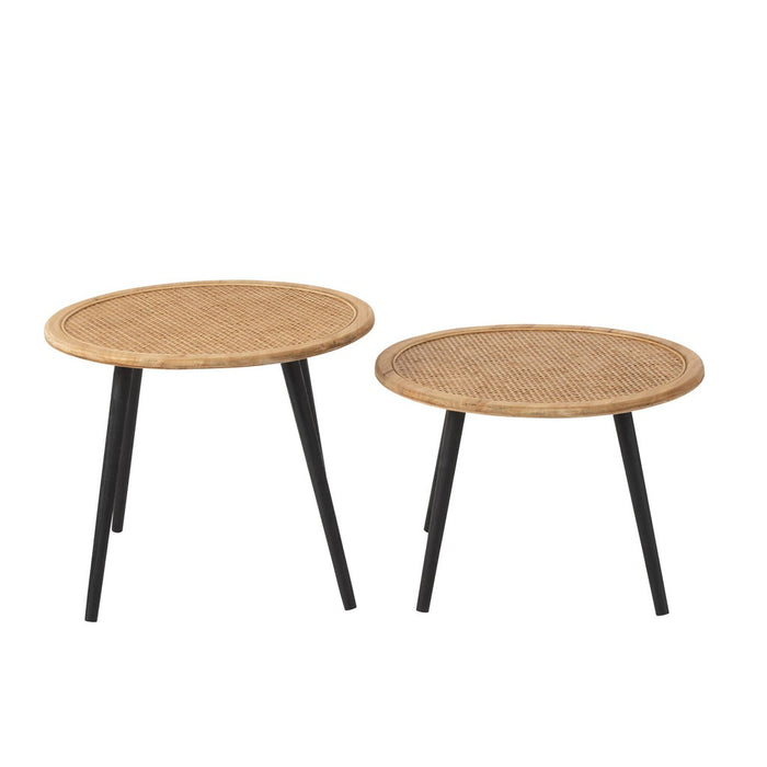J-Line Set Van twee bijzettafel bamboo naturel-Bijzettafels-J-Line