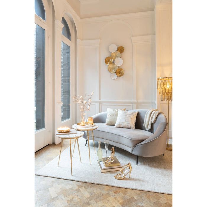 J-Line Set Van twee bijzettafel marmer/ijzer goud/wit-Bijzettafels-J-Line