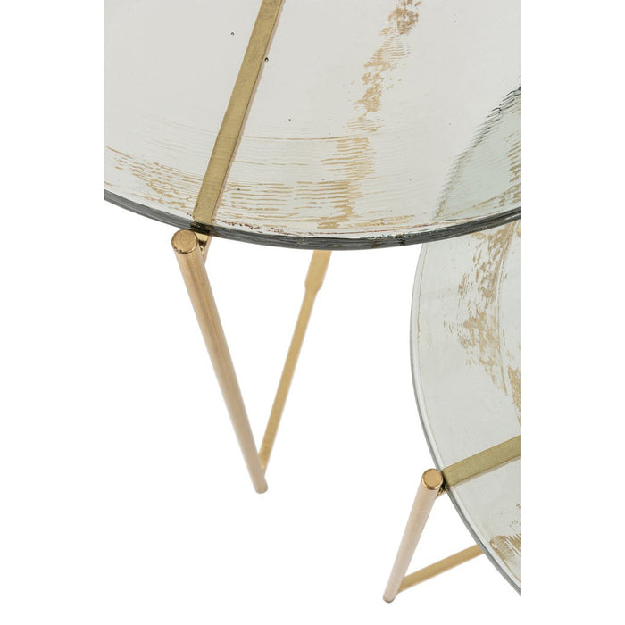 J-Line Set Van twee bijzettafel obi glas/ijzer-Bijzettafels-J-Line