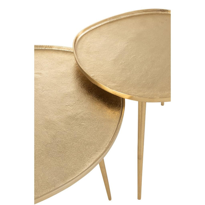 J-Line Set Van twee bijzettafels vinta aluminium goud-Bijzettafels-J-Line