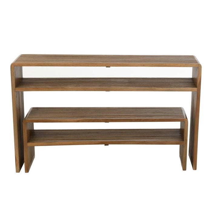 J-Line Set van 2 console met schap gerecycleerd teak naturel-Consoletafels-J-Line