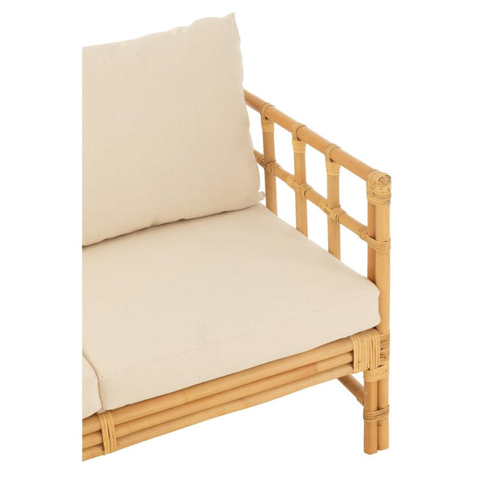 J-Line Sofa Elise+kussen 2 personen rotan/textiel naturel/wit-2-Zitsbanken-J-Line