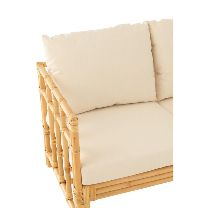 J-Line Sofa Elise+kussen 2 personen rotan/textiel naturel/wit-2-Zitsbanken-J-Line