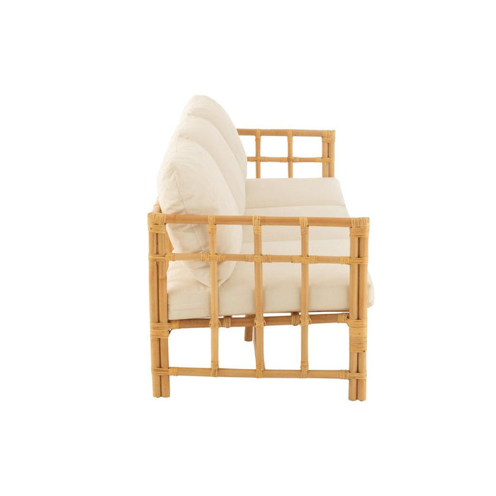 J-Line Sofa Elise+kussen 3 personen rotan/textiel naturel/wit-3-Zitsbanken-J-Line