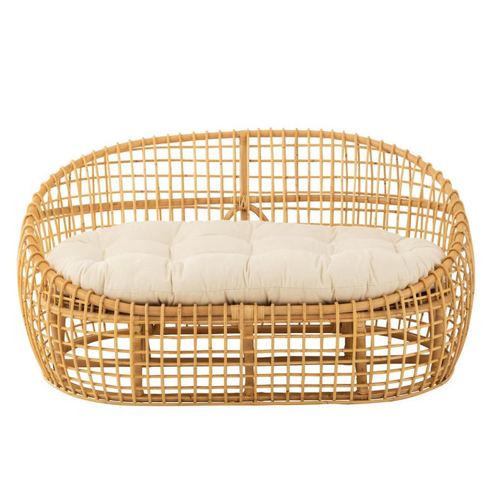 J-Line Sofa Lise+kussen 2 personen rotan/textiel naturel/wit-2-Zitsbanken-J-Line