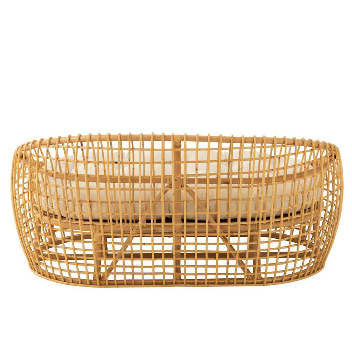 J-Line Sofa Lise+kussen 2 personen rotan/textiel naturel/wit-2-Zitsbanken-J-Line