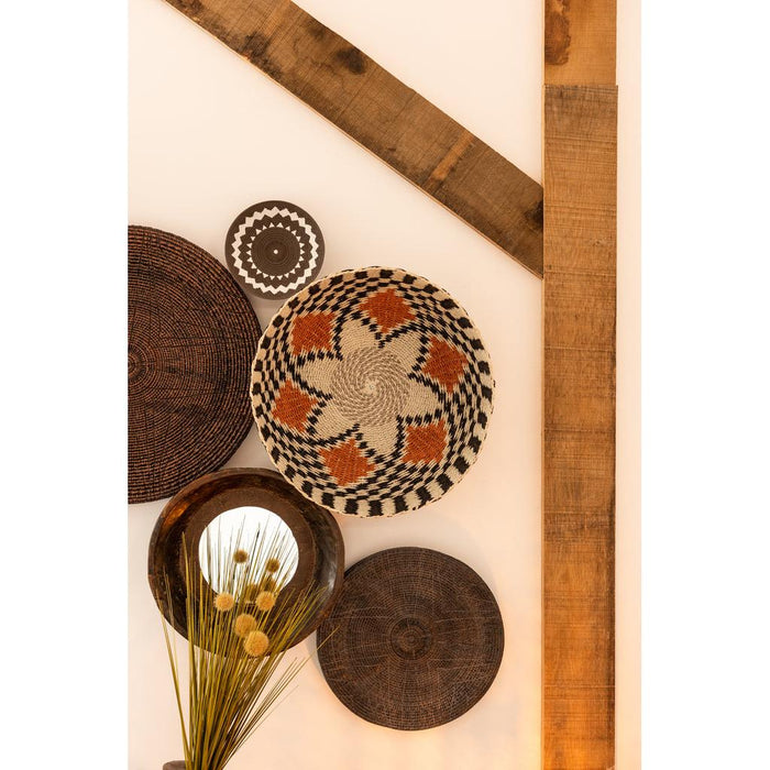 J-Line Spiegel Rond komvorm gerecycleerd hout bruin-Spiegels-J-Line