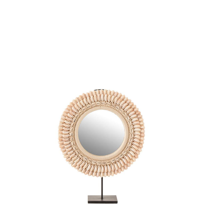 J-Line Spiegel op voet mona schelpen licht rose large-Spiegels-J-Line