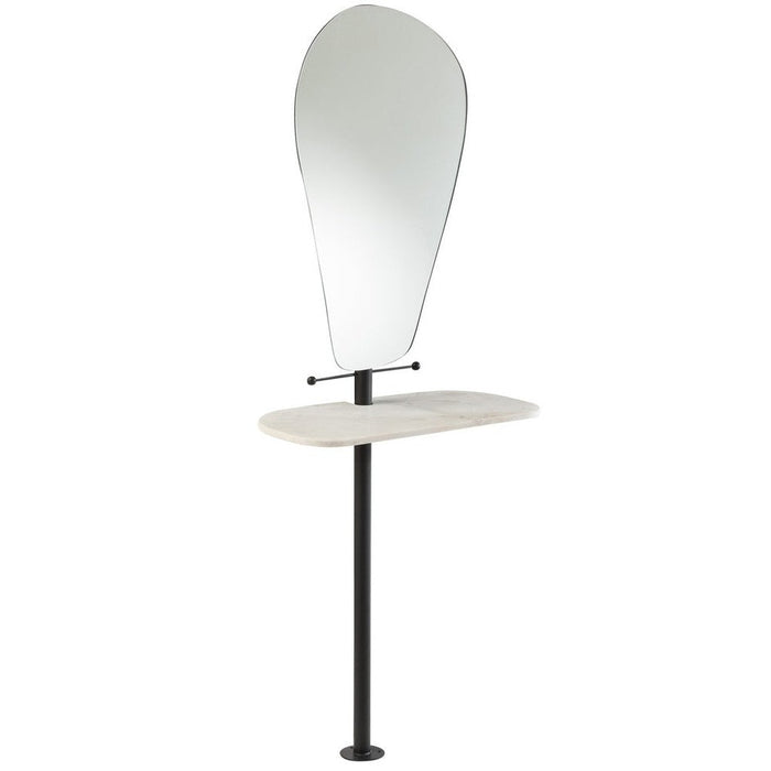 J-Line Spiegel+plank Muur marmer/ijzer/glas wit/zwart-Spiegels-J-Line