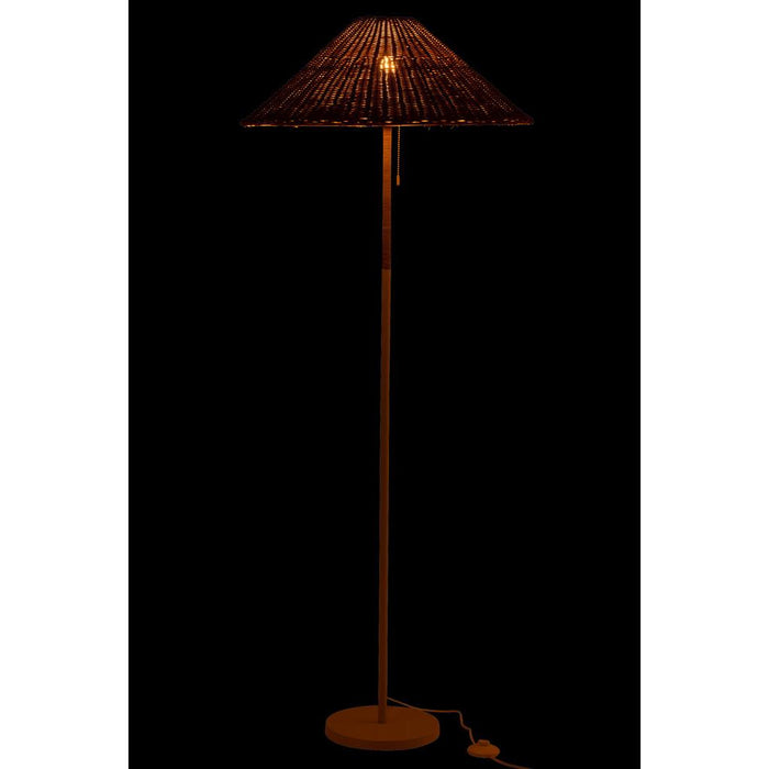 J-Line Staande Lamp metaal/rattan wit/naturel-Vloerlampen-J-Line