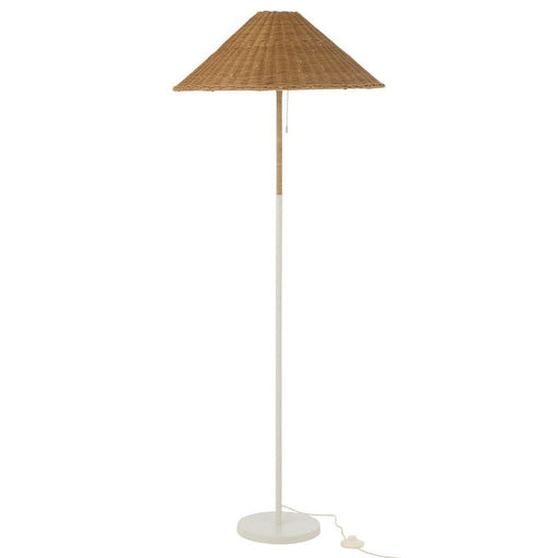 J-Line Staande Lamp metaal/rattan wit/naturel-Vloerlampen-J-Line
