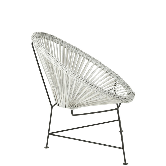 J-Line Stoel Acapulco metaal/rotan wit-Eetkamerstoelen-J-Line