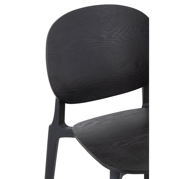 J-Line Stoel Basic polyester/veneer zwart-Eetkamerstoelen-J-Line