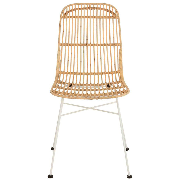 J-Line Stoel Ema rotan/metaal naturel/wit-Eetkamerstoelen-J-Line