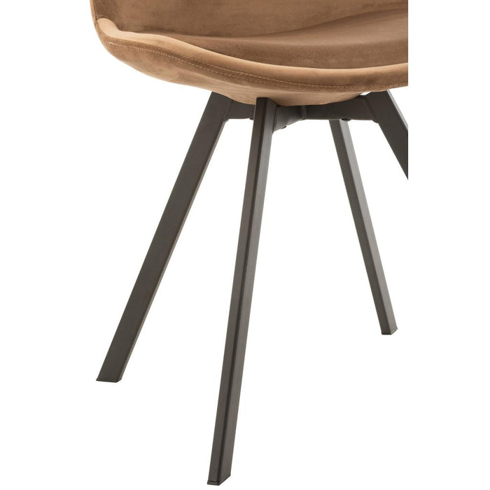 J-Line Stoel Helene metaal/textiel bruin-Eetkamerstoelen-J-Line