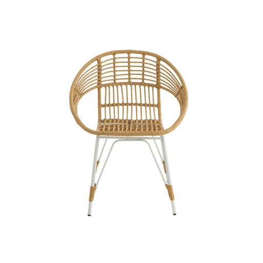 J-Line Stoel Jeanne buiten metaal/rattan naturel/wit-Eetkamerstoelen-J-Line