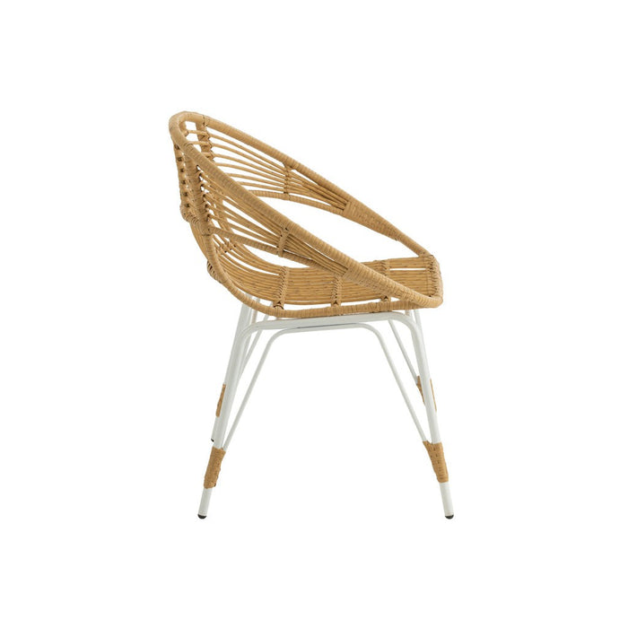 J-Line Stoel Jeanne buiten metaal/rattan naturel/wit-Eetkamerstoelen-J-Line