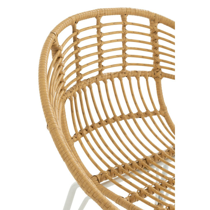 J-Line Stoel Jeanne buiten metaal/rattan naturel/wit-Eetkamerstoelen-J-Line
