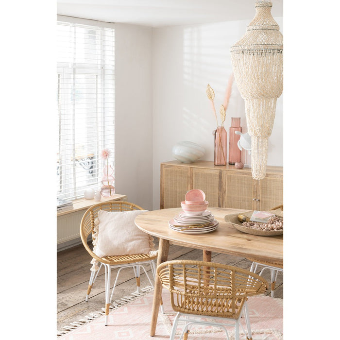 J-Line Stoel Jeanne buiten metaal/rattan naturel/wit-Eetkamerstoelen-J-Line