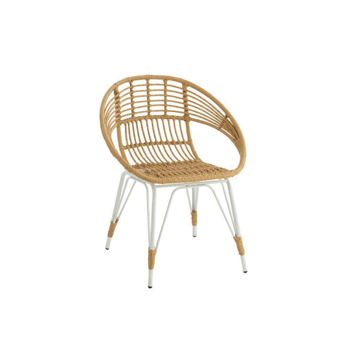 J-Line Stoel Jeanne buiten metaal/rattan naturel/wit-Eetkamerstoelen-J-Line