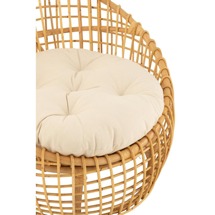 J-Line Stoel Lise+kussen 1 personen rotan/textiel naturel/wit-Fauteuils-J-Line