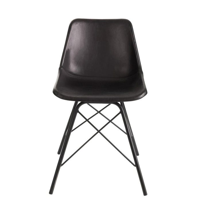 J-Line Stoel Loft leder/metaal zwart-Eetkamerstoelen-J-Line