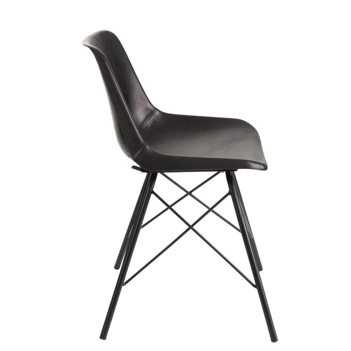 J-Line Stoel Loft leder/metaal zwart-Eetkamerstoelen-J-Line
