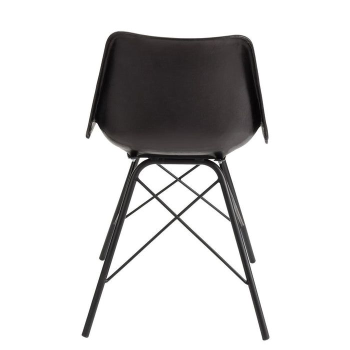 J-Line Stoel Loft leder/metaal zwart-Eetkamerstoelen-J-Line