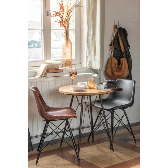 J-Line Stoel Loft leder/metaal zwart-Eetkamerstoelen-J-Line