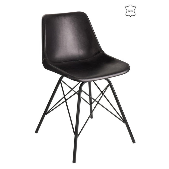 J-Line Stoel Loft leder/metaal zwart-Eetkamerstoelen-J-Line