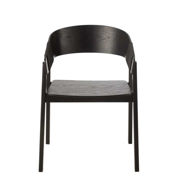 J-Line Stoel Naga essenhout/touw zwart-Eetkamerstoelen-J-Line