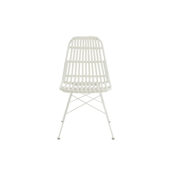 J-Line Stoel Rachel buiten metaal/rattan wit-Eetkamerstoelen-J-Line