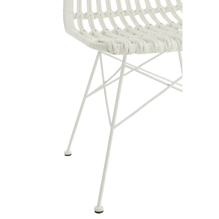 J-Line Stoel Rachel buiten metaal/rattan wit-Eetkamerstoelen-J-Line
