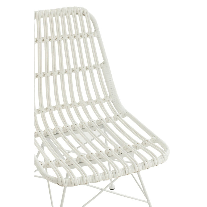 J-Line Stoel Rachel buiten metaal/rattan wit-Eetkamerstoelen-J-Line