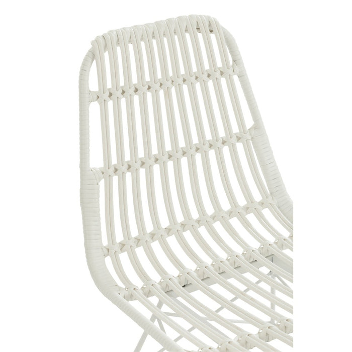 J-Line Stoel Rachel buiten metaal/rattan wit-Eetkamerstoelen-J-Line