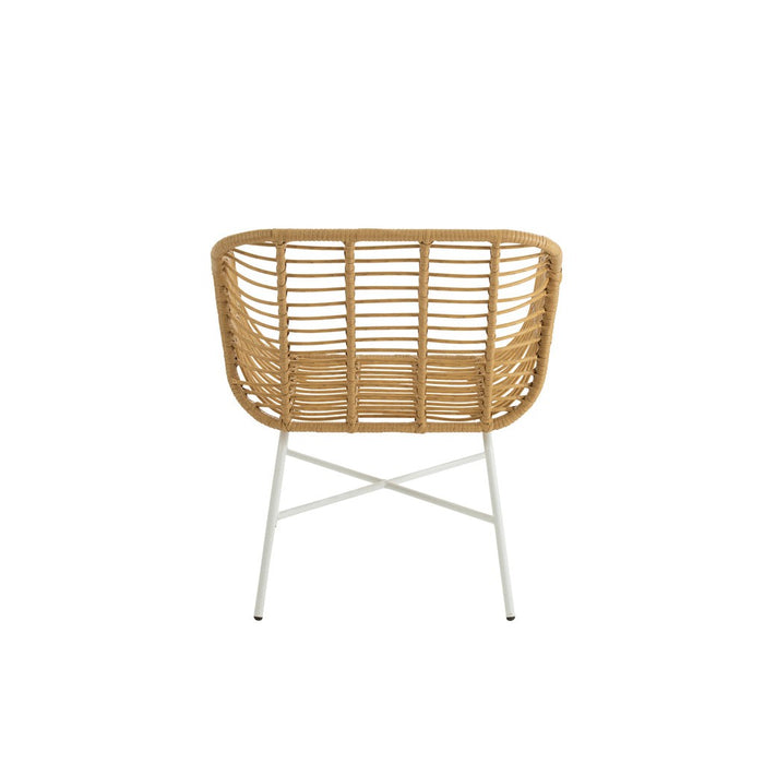 J-Line Stoel Rachelle buiten metaal/rattan naturel/wit-Eetkamerstoelen-J-Line